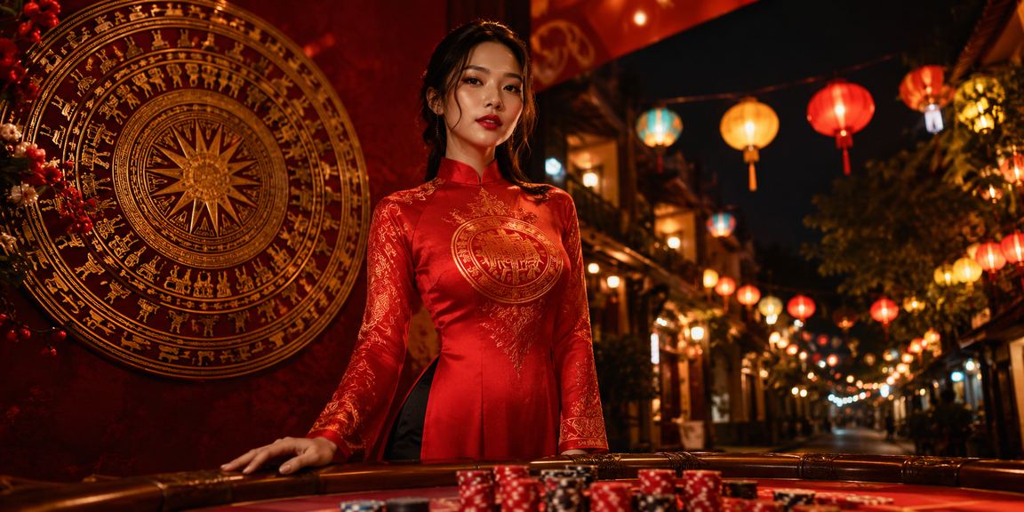 Người dùng tại Hà Nội chơi slot game jackpot mặc áo dài truyền thống
